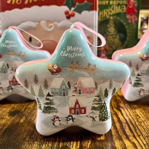 Boîte Métallique Étoile Village de Noël - Chocolats François Doucet