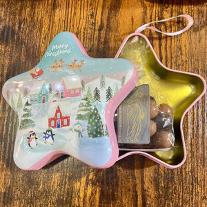 Boîte Métallique Étoile Village de Noël - Chocolats François Doucet