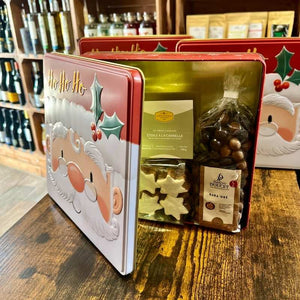 Boîte Métallique Père Noël Hohoho - Chocolats et Étoiles à la Cannelle