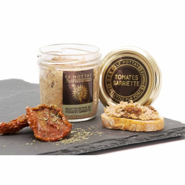 Organic pork rillettes with dried tomatoes and savory - Le Mottay Gourmand