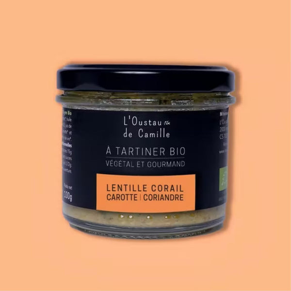 Tartinables Bio Lentille Corail Carotte Coriandre - L'Oustau de Camille